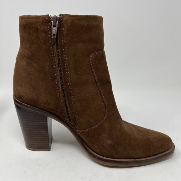 Gianni Bini Tovyy Booties Brown Suede Leather Block Heel Zip Up Women’s Size 7.5 - Picture 7 of 13